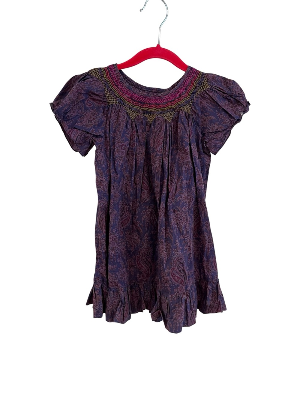 Bonpoint Purple Paisley Smocked Casual Dress